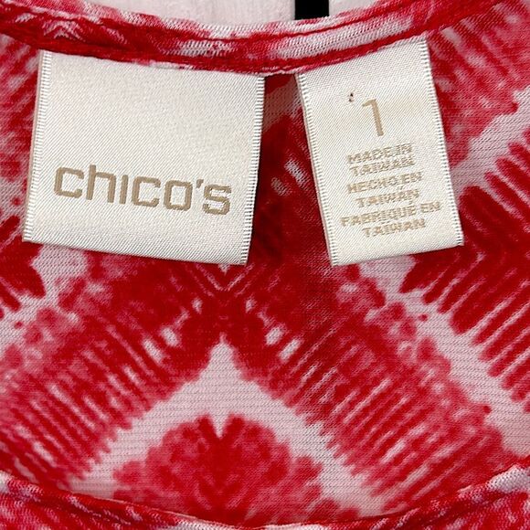 Chico’s Top Size 1 Medium Red Tie Dye Boxy Flowy - Picture 10 of 14